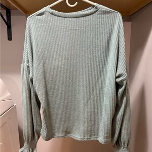 Mint Green Ribbed Long Sleeve Top